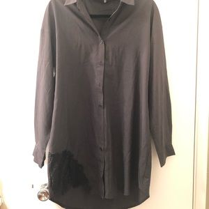 ASOS Missguided black dress w/ collar buttons lace